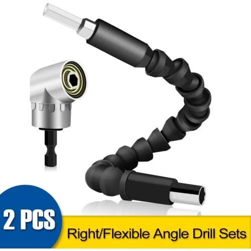 2Pcs Drill Bit Socket Holder Adaptor Right 105 Angle Drill Flexible Shaft Bit Kit Extension Screwdriver Bit Holder Adaptor Tools