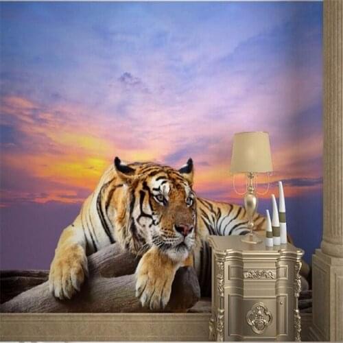 Beibehang photo wallpaper 3D tiger landscape mural living room sofa TV KTV bar background large mural 3d wall murals wallpaper