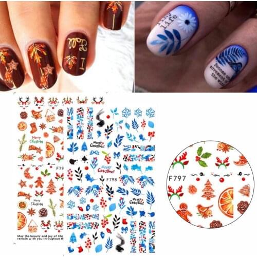 5Pcs/Set Manicure Antler Snowflake Patterns Nail Sticker 3D Effects Christmas Gifts DIY Nail Art Decals Glitter Foil Decor