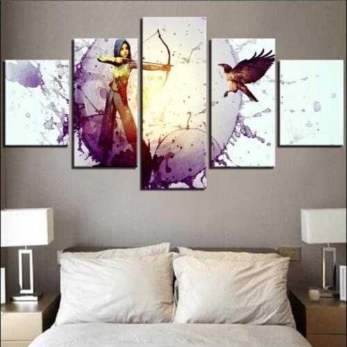 5 Pieces Girls Canvas Bird Posters Bow And Arrow Soldier Wallpapers CFor Home Room Decor Cool Artwork Framework Modular