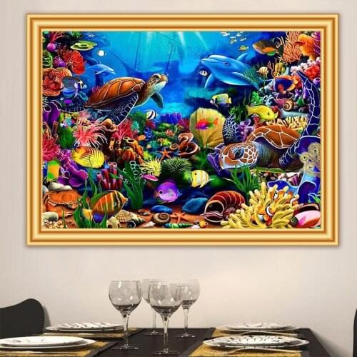 5D Diamond Painting Cross Stitch undersea Turtle dolphin fish Full Diamond embroidery Mosaic Picture of Rhinestones Decor Gift