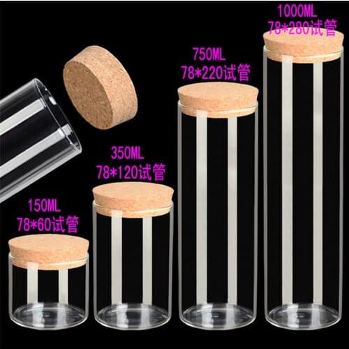 Transparent Clear Glass Jars Bottles with Corks Big Container For Decorative Crafts 1L Bottles Jars Gift wedding 4pcs/lot