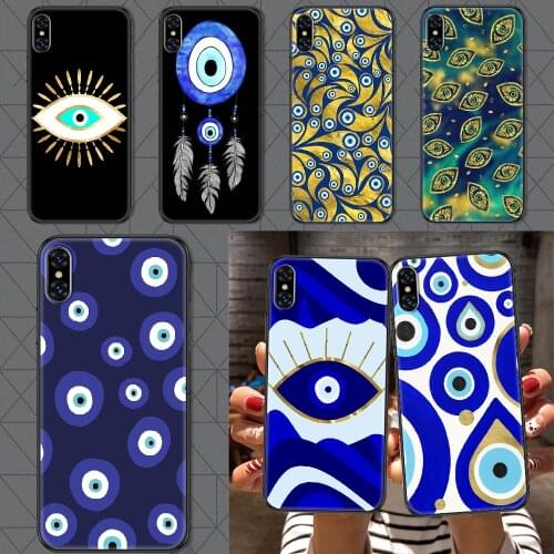 Nazar Boncuğu Evil eye Phone Case Cover Hull For iphone 5 5s se 2 6 6s 7 8 12 mini plus X XS XR 11 PRO MAX black pretty prime 3D