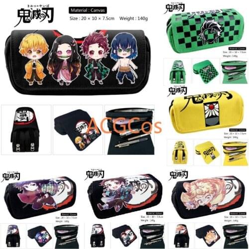 Demon Slayer: Kimetsu No Yaiba Kamado Nezuko Tanjirou Cosplay Canvas Pen Pencil Case Zipper Stationery Box Gift