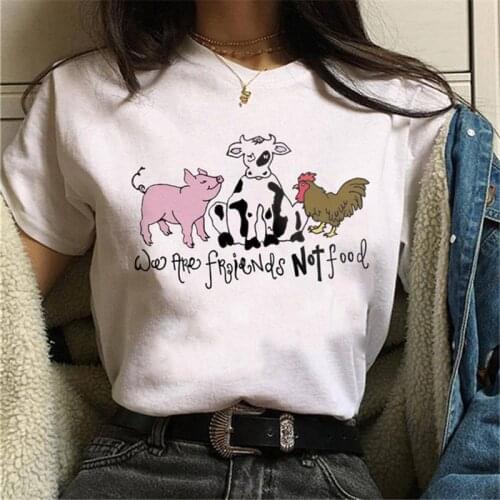 Vegan T-Shirt Cute Women Graphic Print Shirt Harajuku Kawaii Tumblr O Neck TShirt Summer Casual Female Short Sleeves