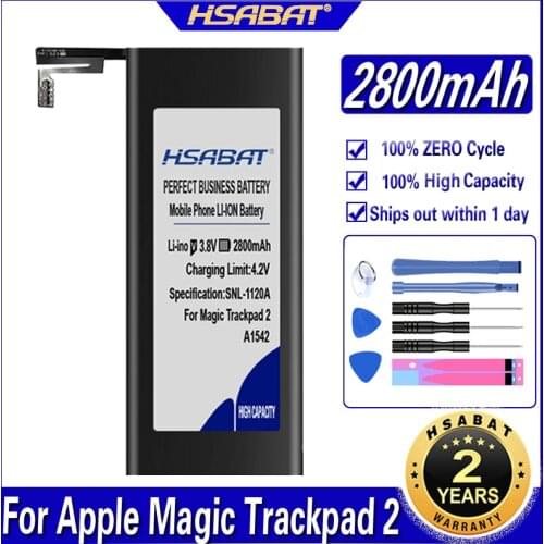 HSABAT A1542 2800mAh Wireless Trackpad Battery for Magic Trackpad 2 MJ2R2LL / A Batteries