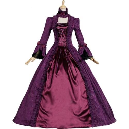 Purple Trumpet Sleeves Marie Antoinette Masked Ball Victorian Party Costume