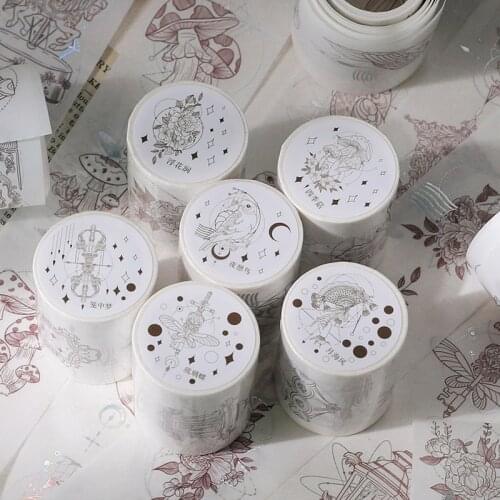 5Cm wide West Sea Notes Series Masking Washi Tape Laser Silver Decorative Adhesive Tape Decora Diy Scrapbooking Sticker Label