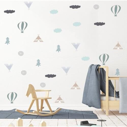 Naklejki na sciane dla dzieci kids room decor baby vinilo pared infantil Hot air balloon forest muraux wand aufkleber cute
