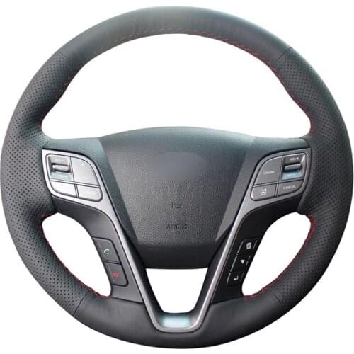 Artificial Leather Handsewing No-slip Car Steering Wheel Cover for Hyundai Grand Santa Fe 2012-2018 H350 2015 2016 2017-2019