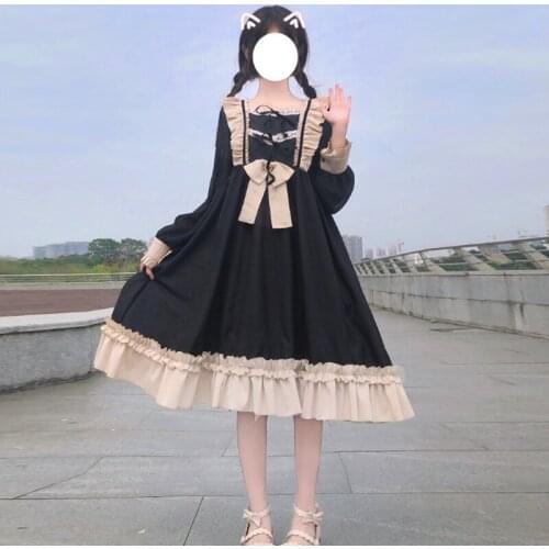 Original Lolita Japanese Style Soft Girl Cute Lolita High Waist Slimming Dress for Women 2021 Spring New