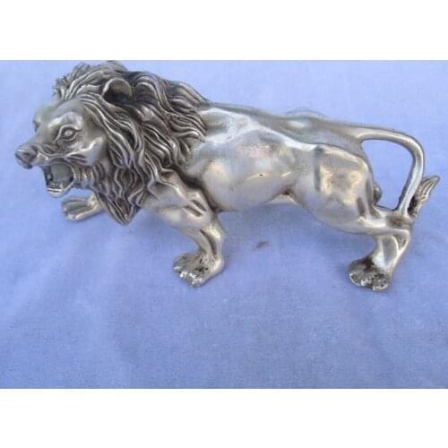 Christmas decorations for home+ 6 inch Tibetan silver carved lion statue/Chinese art lion Sculpture