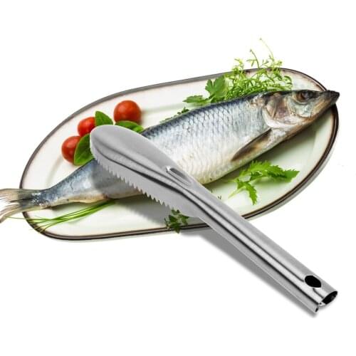 Fish Scale Knife Gadgets Fish Skin Scraper Stainless Steel Seafood Tools Kitchen Accessories Scaler Brush
