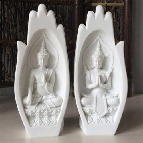 Hands Sculptures Buddha Statue 2Pcs India Nordic Home Decor Tathagata Monk Figurine Modern Yoga Office Decoration Accessories