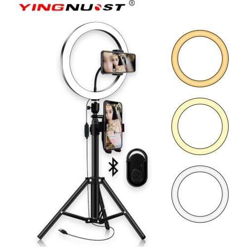 LED Ring Light 5600K 10inch 26cm Lamp Dimmable Photography Studio Video With 150CM Tripod Selfie Stick&USB Plug Phone Holder