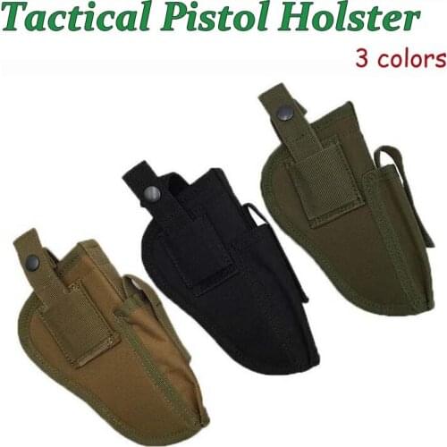 Tactical Pistol Gun Holster Left Right Interchangeable Belt Holster Outdoor Army Military Airsoft Handgun Magazine Nylon Holster