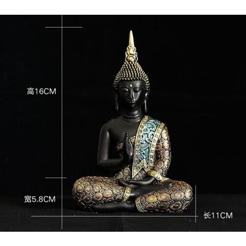 Middle size Thai Buddha Meditating Peace Harmony Statue Asian-Themed Sitting Buddha Sculpture Textured Bronze Finish Resin Craft