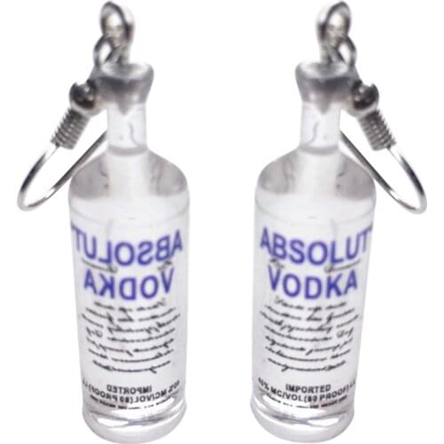 Funny Drinking Jewelry Acrylic Creative Vodka Bottle Drop Earrings for girl Transparent Bottle Dangle Earrings holiday gift