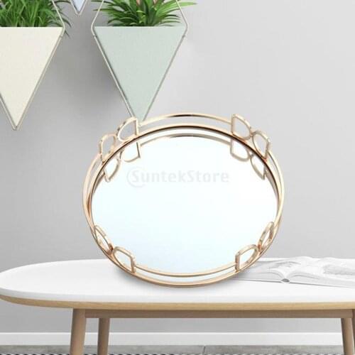 Mirror Tray Plate Bathroom Vanity Trays Cosmetics Jewelry Organizer Decorative Makeup Tray Cosmetic Perfume Tray Home Decor