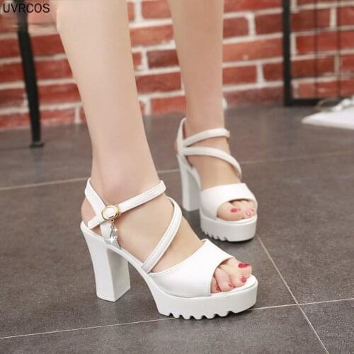Womens Sandals Fish Mouth Rhinestone Platform High Heels Sandals Buckle Strap Shoes Summer Female Casual Shoes M40