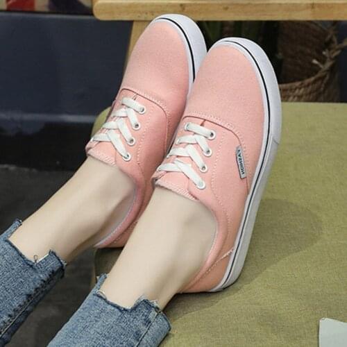 Women Sneakers Canvas Shoes Lace Up Casual Shoes Ladies Sewing Vulcanize Shoes Black Espadrilles Footwear Running Sneaker 8346G