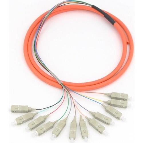 1.5M 12 Core SC Pigtail Fiber Optic Pigtail Multi-Mode 62.5