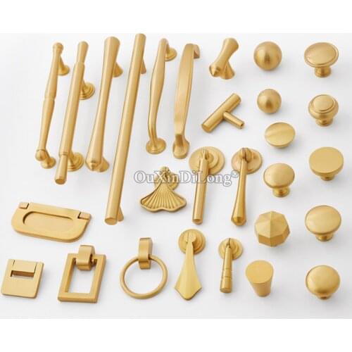 1PCS Nordic Light Luxury Brass Wardrobe Door Handles Golden Single Hole Copper Drawer Pulls Cabinet Small Knobs GF522