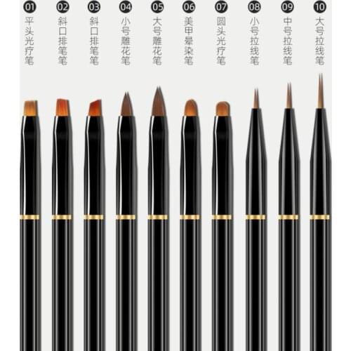 10 Black Metal Rod Nail Pens Nail Color Drawing Pens Nail Pull Line Drawing Nail Art Special Professional Nail Painting Tools