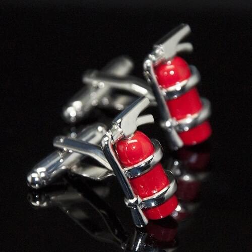 10pairs/lot Red Fire Extinguisher Cufflinks Novelty Cuff Links Copper Enamel Cuff Button Mens Jewelry Wholesale