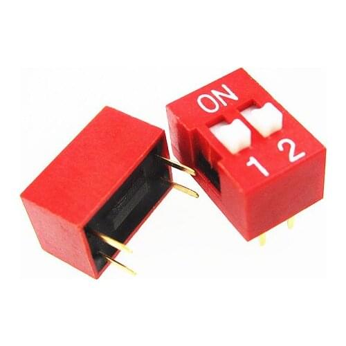 100pcs 2P 2 Position DIP Switch 2.54mm Pitch 2 Row 4 Pin DIP Switch