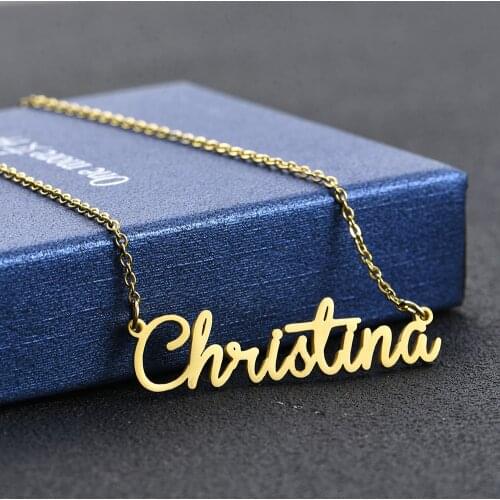 2020 Gold Color Personalized Name Necklace Stainless Steel Customized Nameplate Necklaces Custom Wedding Jewelry