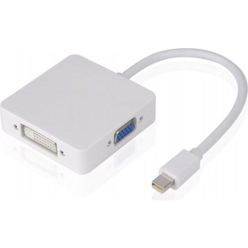 3 in 1 Mini DisplayPort Thunderbolt to HDMI / DVI / VGA Display Port Cable Adapter for Book Air, Pro Book, and Ma