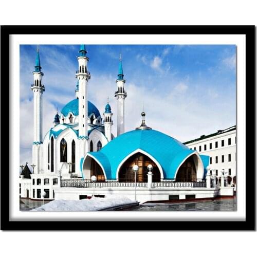 5D Diamond Painting Cross Stitch Mosque Picture of Rhinestones Diamond Embroidery Landscape Round Drill Needlework Decor Gift