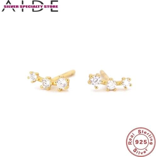AIDE S925 Silver Earrings For Women 2020 Crystal Zircon Stud Earring Girl Fine Jewelry Piercing Pendientes Brincos Bijou Aretes
