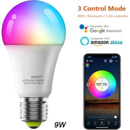 WiFi Smart Bulb RGB Corlorful 9W Dimmable Led Light Bulbs Timer Function Remote Control APP Magic home Pro Alexa Google Home