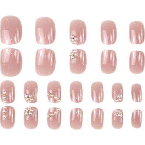 Safe Fine Workmanship Jelly Pink Pearl Flower DIY Nail Tips Sticker for Dating