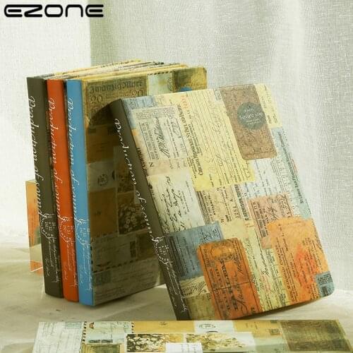 EZONE A5 Vintage Style Color Page Notebook Creative Kraft Paper Illustration European Style Notepad Student Diary Stationery