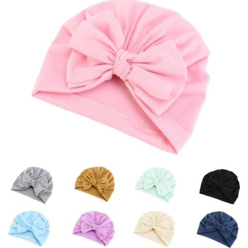 Child Kids Cotton Blend Cap Baby Turban Bow Hat Newborn Beanie Caps Headwear Infant Toddler Shower Hat Birthday Gift Photo Props