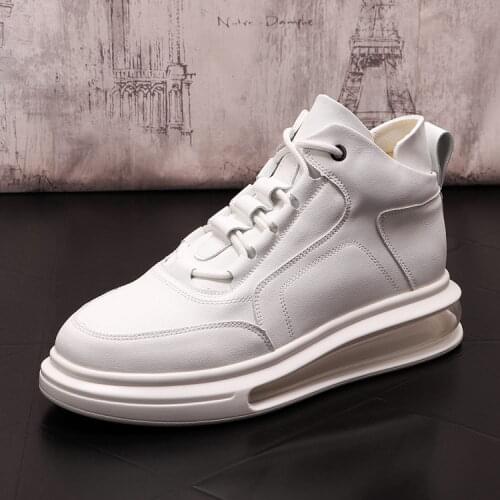 ERRFC Concise Fashion Men White Casual Comfort Shoes Black Height Increasing Trending Leisure Zapatos For Younger Size 38-43