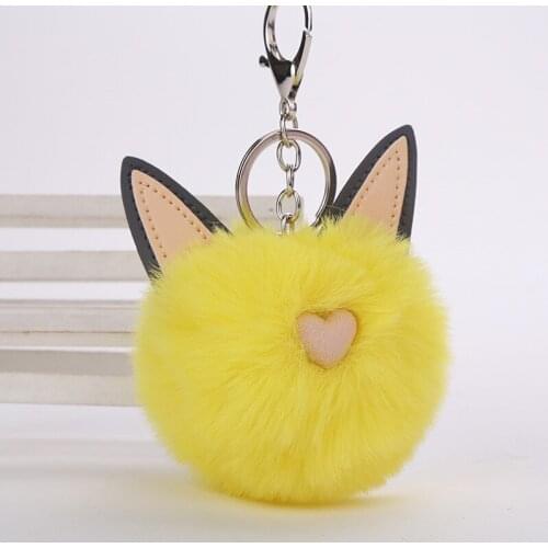 Fooderwerk Jewelry Imitation Rabbit Fur Ear Fur Ball Pom pom Keychain Ladies Fur Hanging Bag Car Pendant