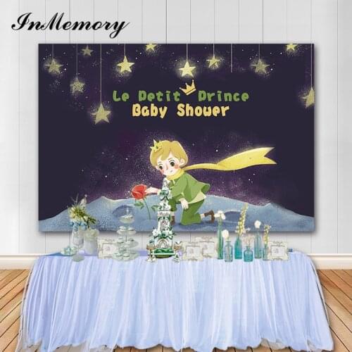 InMemory Boy Baby Shower Backdrop Little Prince Birthday Party Photo Backgrounds Custom Name Banner Cake Table Decor Photocall