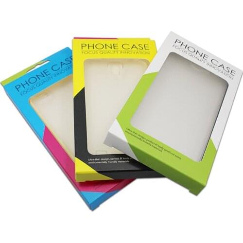 200pcs/lot Cardboard Paper Box Packaging for Mobile Cell Phone Case Cover Packing with Hang Hole Window 9x16x1.5cm Wholesale