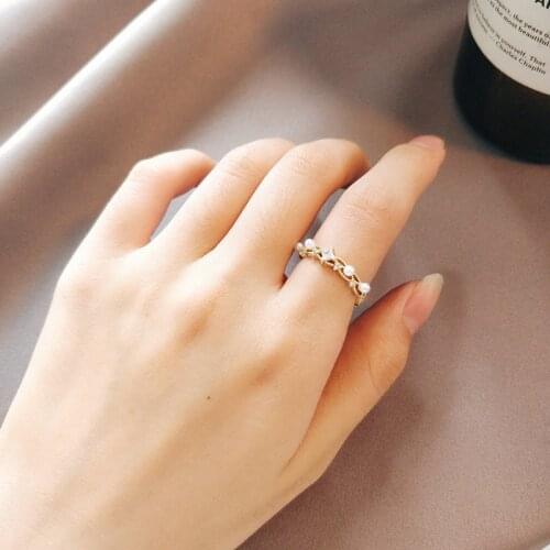 New niche design ring female ins trend fashion personality zircon simple opening adjustable ring February 14 gift