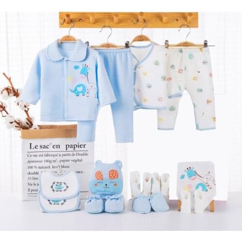 Newborn Infant Clothes Set 100% Cotton Autumn Winter Warm Baby Girl Boy Suit Baby Clothing Hat Bib Fit Shower Gift 18Pcs