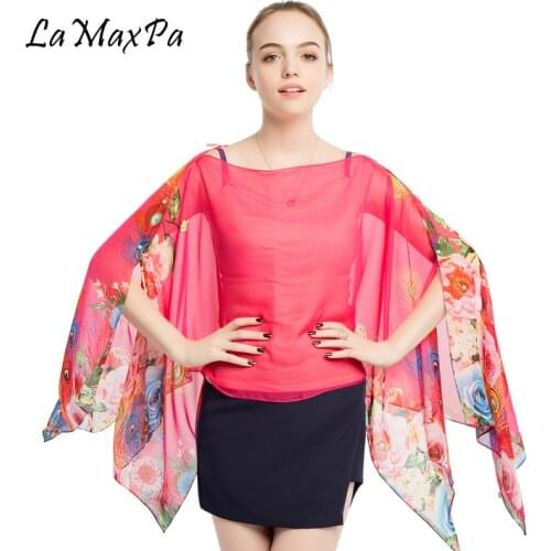 LaMaxPa 2018 Women Chiffon Sunscreen Scarf All-match Preppy Style Beachwear For Girl DIY Pearl Clasp Shawl Femme Classic Echarpe