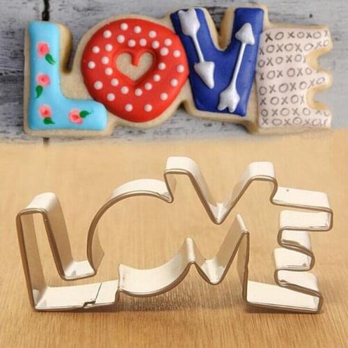Lover Series Design Fondant Cutter Stainless Steel LOVE Letter Shape Forms For Biscuit Cake Mold Silicone Mold Chocolate Tools