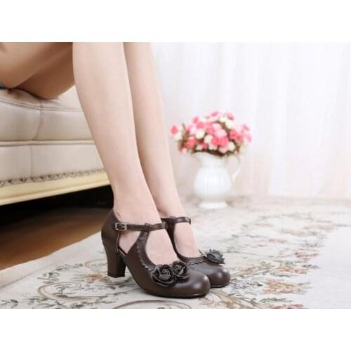Sweet student lolita japanese shoes cute lace bowknot kawaii shoes vintage round head comfortable women shoes loli cosplay