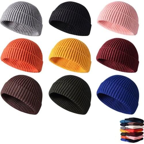 Fashion Autumn Winter Gifts Men Women Short Landlord Knitted Melon Fur Cap Retro Yuppie Dome Hip Hop Warm Cold Woolen Hat A60