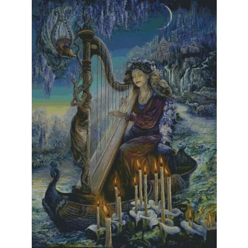 Needlework,Greek Princess Harp sweet 14CT for Embroidery,set DIY Cross stitch kit,Arts People Pattern Cross-Stitching Decor