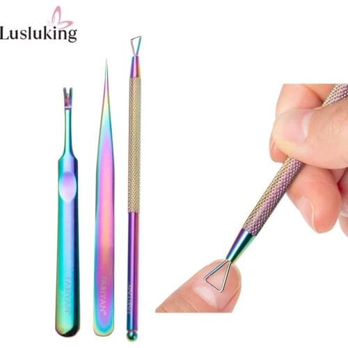 Stainless Steel Tweezers Dead Skin Fork Remover Rod Triangle Stick Cuticle Pusher Nail Art Pedicure Manicure UV Gel Polish Tools